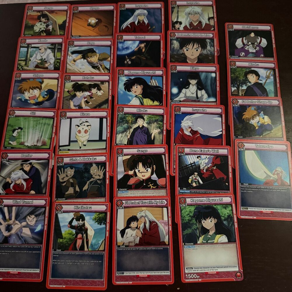 Inuyasha Union Arena – Complete Red Bulk Lot – 28 Different Cards